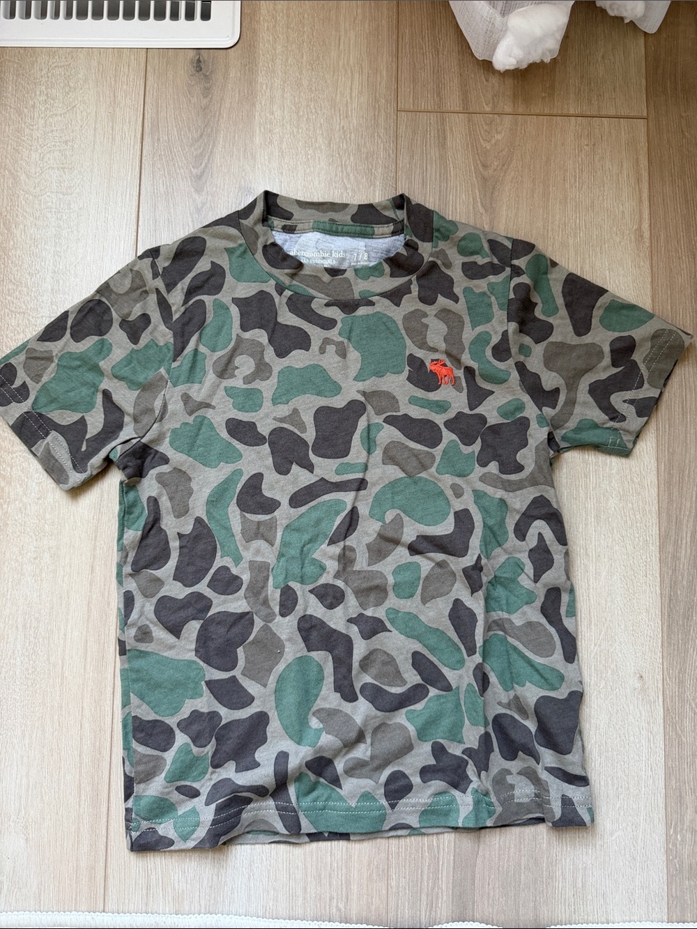 abercrombie kids Camo Short Sleeve Tee in Green and Black with Orange Logo